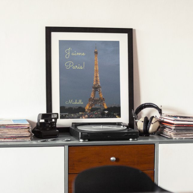 Affiche J'aime Paris Tour Eiffel en soirée (Créateur téléchargé)