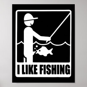 Affiche J'Aime Pêcher Fête des pères Drôle Pêcheur Papa Pa