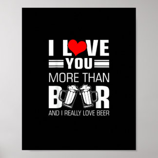 Affiche J'aime plus que la bière, style drôle et joueur