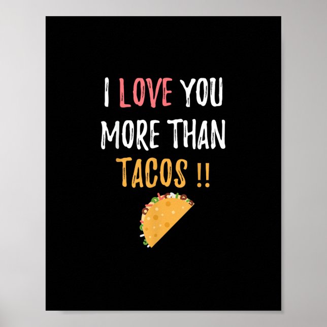 Affiche J'aime plus que les tacos, cadeau pour un petit am (Devant)