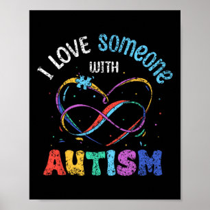 Affiche J'Aime Quelqu'Un Avec Autisme Autistes Soutien Aut