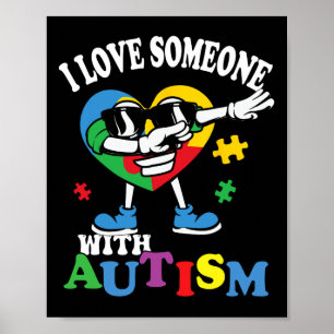 Affiche J'Aime Quelqu'Un Avec L'Autisme Dabbing Heart Kids