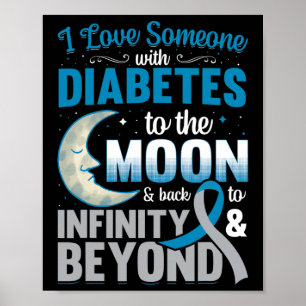 Affiche J'Aime Quelqu'Un Avec Le Diabète Sur La Lune Et De