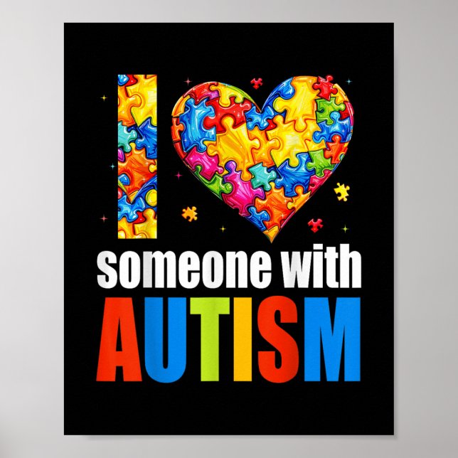 Affiche J'Aime Quelqu'Un Avec Sensibilisation sur l'autism (Devant)
