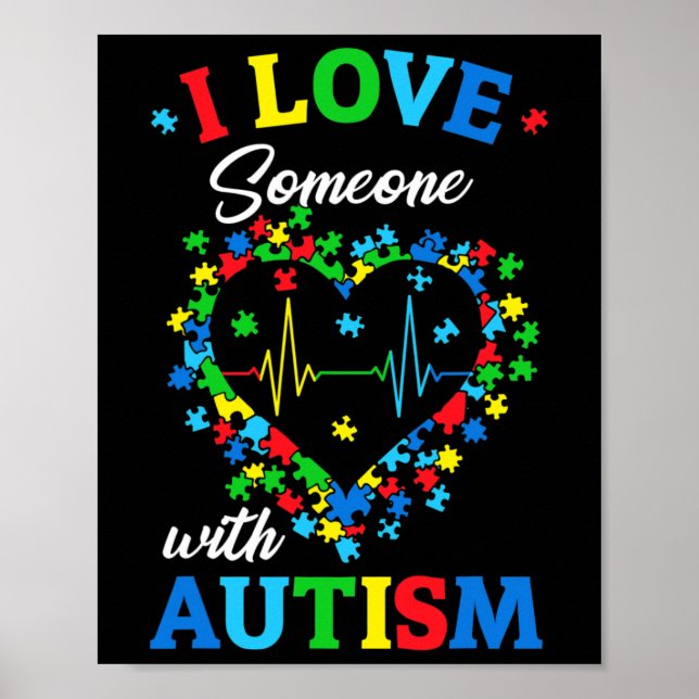 Affiche J'Aime Quelqu'Un Avec Sensibilisation sur l'autism (Devant)