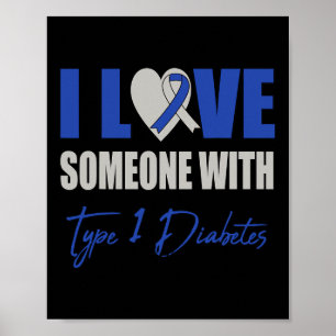 Affiche J'Aime Quelqu'Un Avec Type 1 Sensibilisation au di