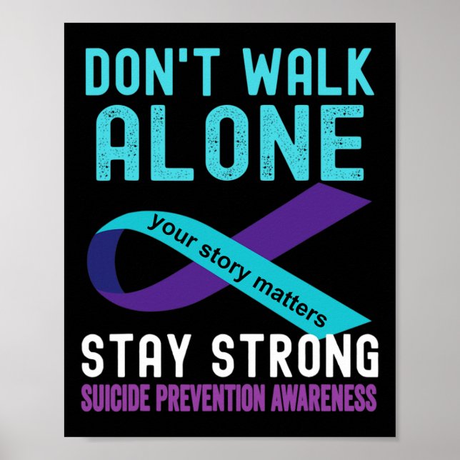 Affiche J'Aime Quelqu'Un Turquoise-violet Prévention Du Su (Devant)