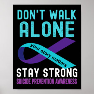 Affiche J'Aime Quelqu'Un Turquoise-violet Prévention Du Su