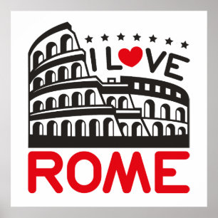 Affiche J'aime Rome Italie Colisée Voyage