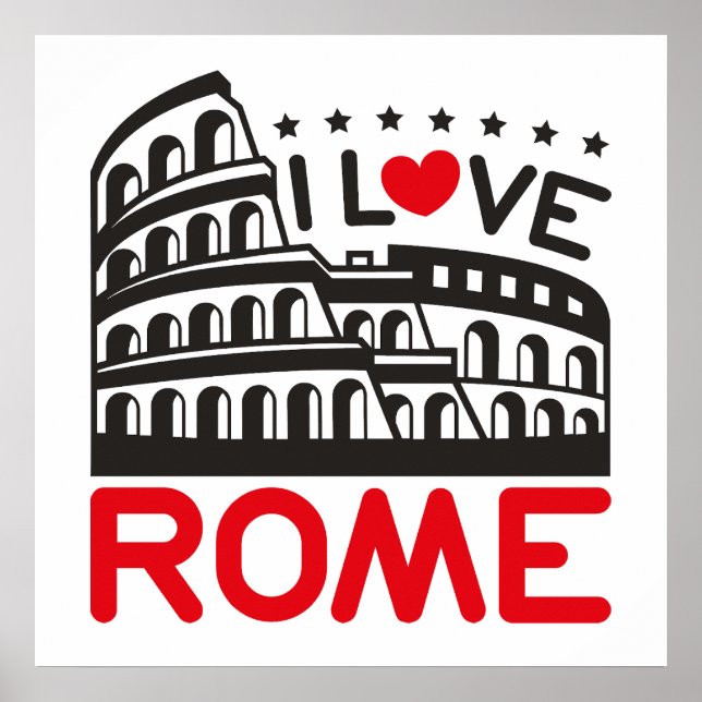 Affiche J'aime Rome Italie Colisée Voyage (Devant)