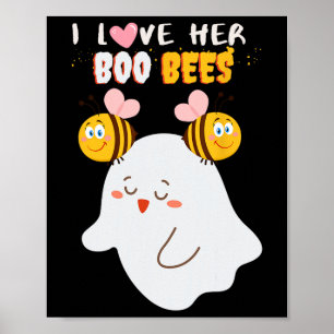 Affiche J'Aime Son Boo Bees Drôle Halloween Couple Husnd B