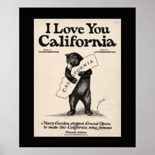 Affiche J'aime toi Californie Ours