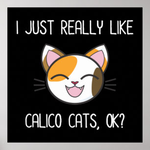 Affiche J'Aime Vraiment Calico Cats D'Accord ? Cute Calico