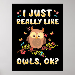Affiche J'Aime Vraiment Les Chouettes Ok