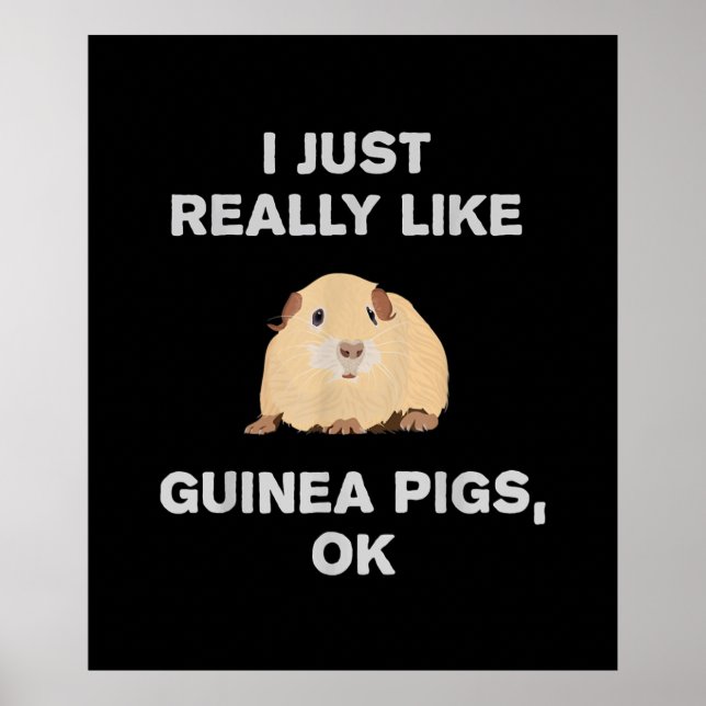 Affiche J'Aime Vraiment Les Cochons De Guinée Ok Drôle Coc (Devant)