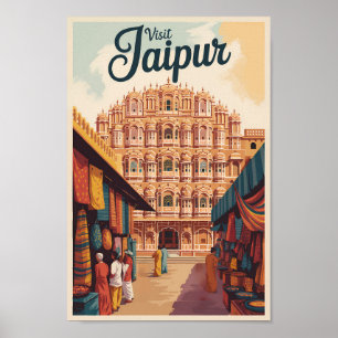 Affiche Jaipur Inde Hawa Mahal Illustration Art Voyage