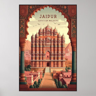 Affiche Jaipur Inde - Ville des Palais Voyage Rétro
