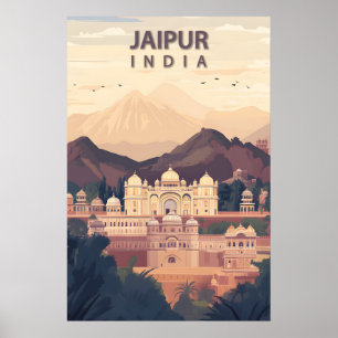 Affiche Jaipur Inde Voyage Ville Rose Hawa Mahal