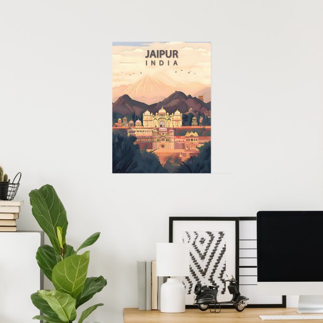 Affiche Jaipur – La Cité Royale Rose de l'Inde (Bureau à domicile)