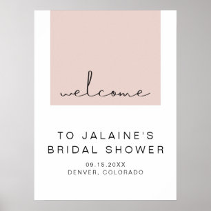 Affiche JALAINE Moderne Bienvenue Mariage Rose Pâle