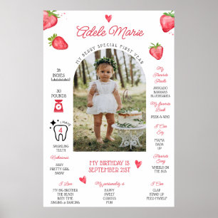 Affiche Jalon de premier anniversaire photo de fraise
