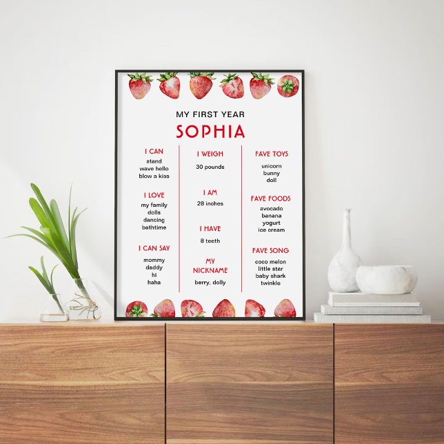 Affiche Jalon du premier anniversaire de fraise (Créateur téléchargé)