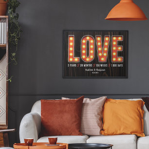Affiche Jalon Rétro 3e Anniversaire Amour Personnalisé