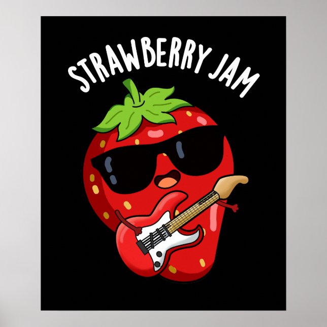 Affiche Jam fraise Funny Fruit Pun Dark BG (Devant)