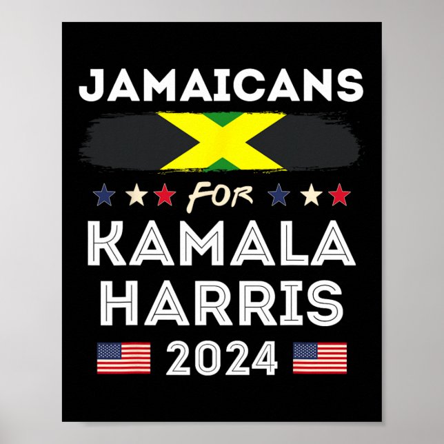 Affiche Jamaïcains pour Kamala Harris 2024 Jamaïque Drapea (Devant)