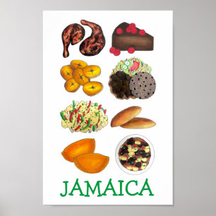 Affiche Jamaïque Foods Caribbean Island Cuisine Imprimer