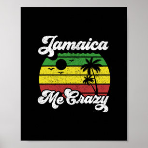 Affiche Jamaïque Me Crazy Rasta Roots Rock Reggae Jamaïcai