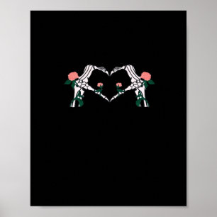 Affiche Jamais Wilts - Squelette Mains Roses