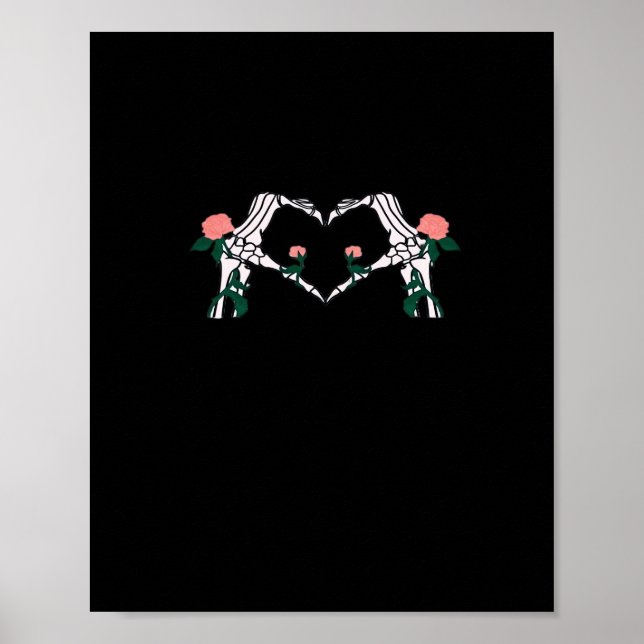 Affiche Jamais Wilts - Squelette Mains Roses (Devant)