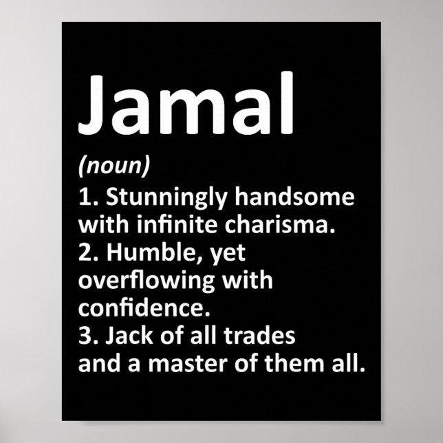 Affiche Jamal Définition Nom personnalisé Amusant Annivers (Devant)