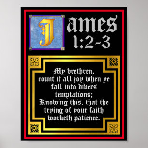 Affiche James 1:2 1:3 Citation du nouveau testament éclair