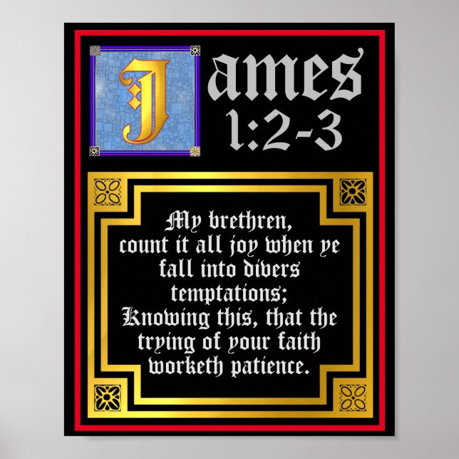 Affiche James 1:2 1:3 Citation du nouveau testament éclair (Devant)
