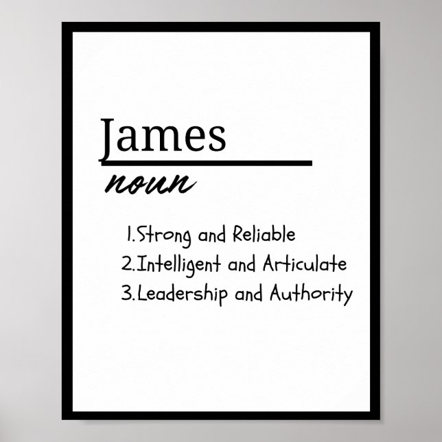 Affiche James, Garçon Nom Personnalisé Définition (Devant)
