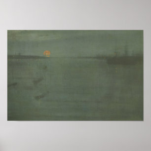 Affiche James McNeill Whistler - Nocturne - Bleu et or