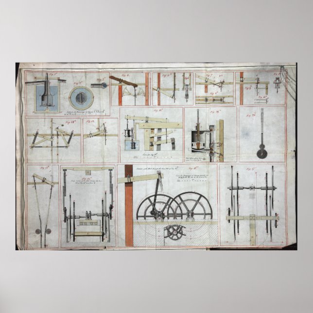 Affiche James Watt Moteur à vapeur (Devant)