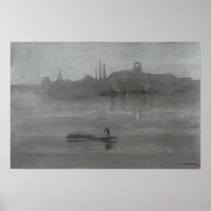 Affiche James Whistler - Nocturne : La Tamise à Battersea