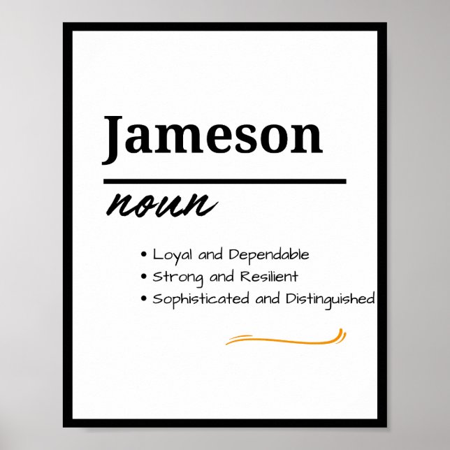 Affiche Jameson, Garçon Nom Personnalisé Définition (Devant)