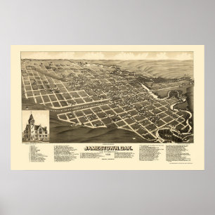 Affiche Jamestown, carte panoramique de ND - 1883