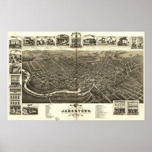 Affiche Jamestown New York 1882 Antique Panoramic Map