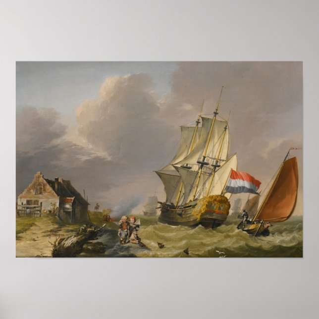 Affiche Jan van Os - Expédition Dans Une Tempête Au Large  (Devant)