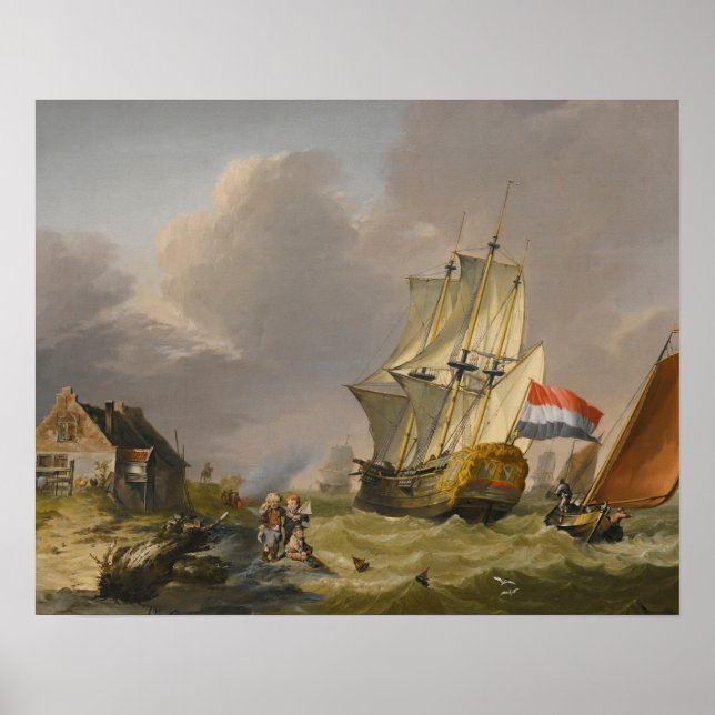 Affiche Jan van Os - Expédition Dans Une Tempête Au Large  (Devant)