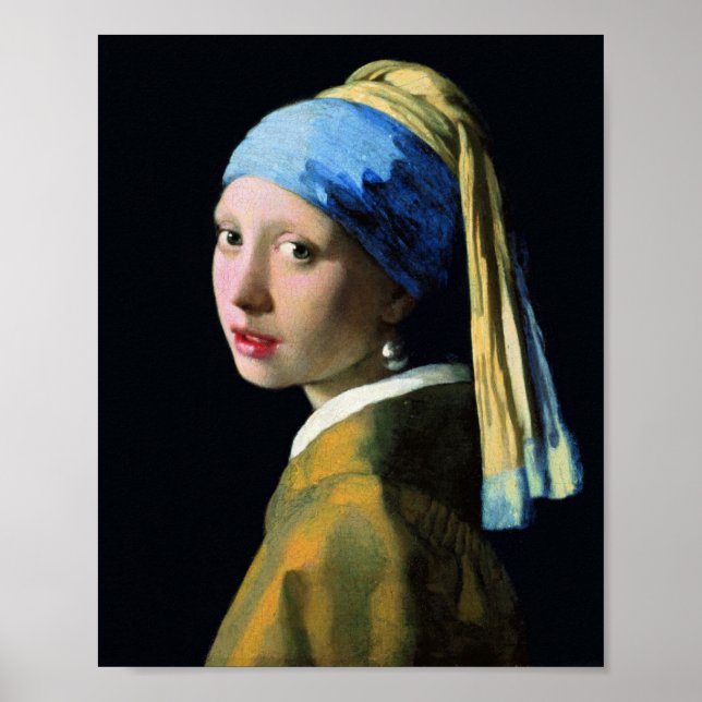 Affiche Jan Vermeer Girl Avec Une Perle Élevant L'Art Baro (Devant)