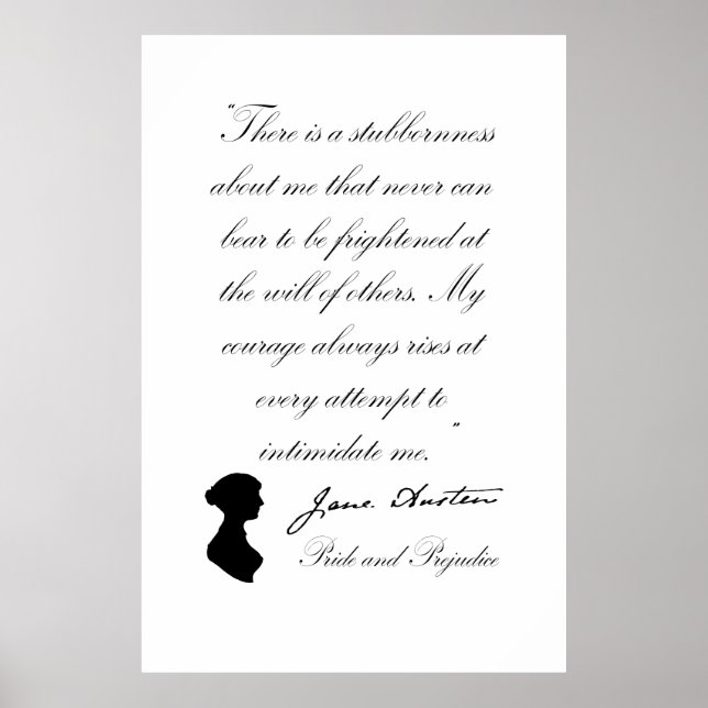 Affiche Jane Austen Fierté et citation de préjugé (Devant)