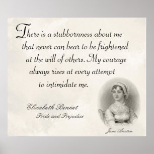 Affiche Jane Austen Fierté et préjugés Citation de la téna