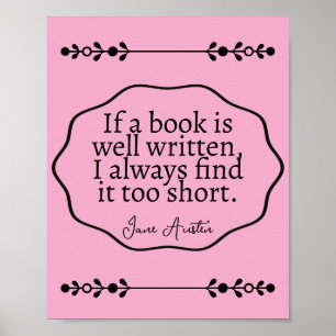 Affiche Jane Austen - si un livre est bien écrit