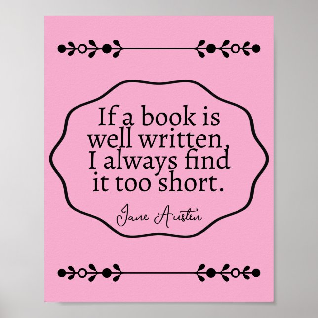 Affiche Jane Austen - si un livre est bien écrit (Devant)